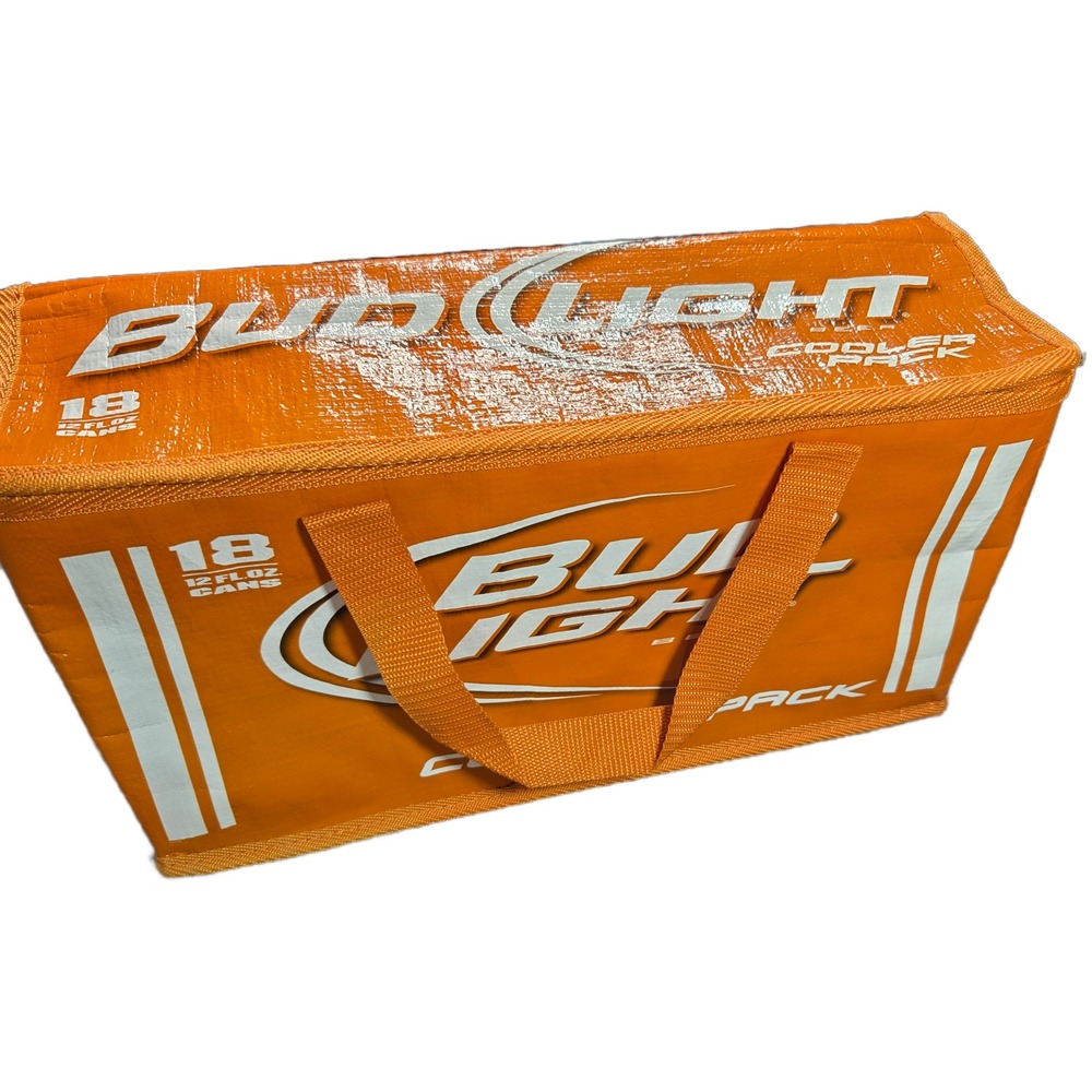Bud Light Cooler Pack Orange Insulated Soft Bag 18 Can Capacity Tailgate New
